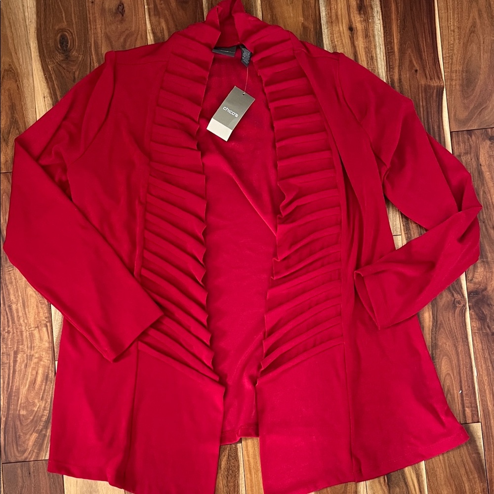 Chico’s travelers red ruched cardigan - size 1 - NWT